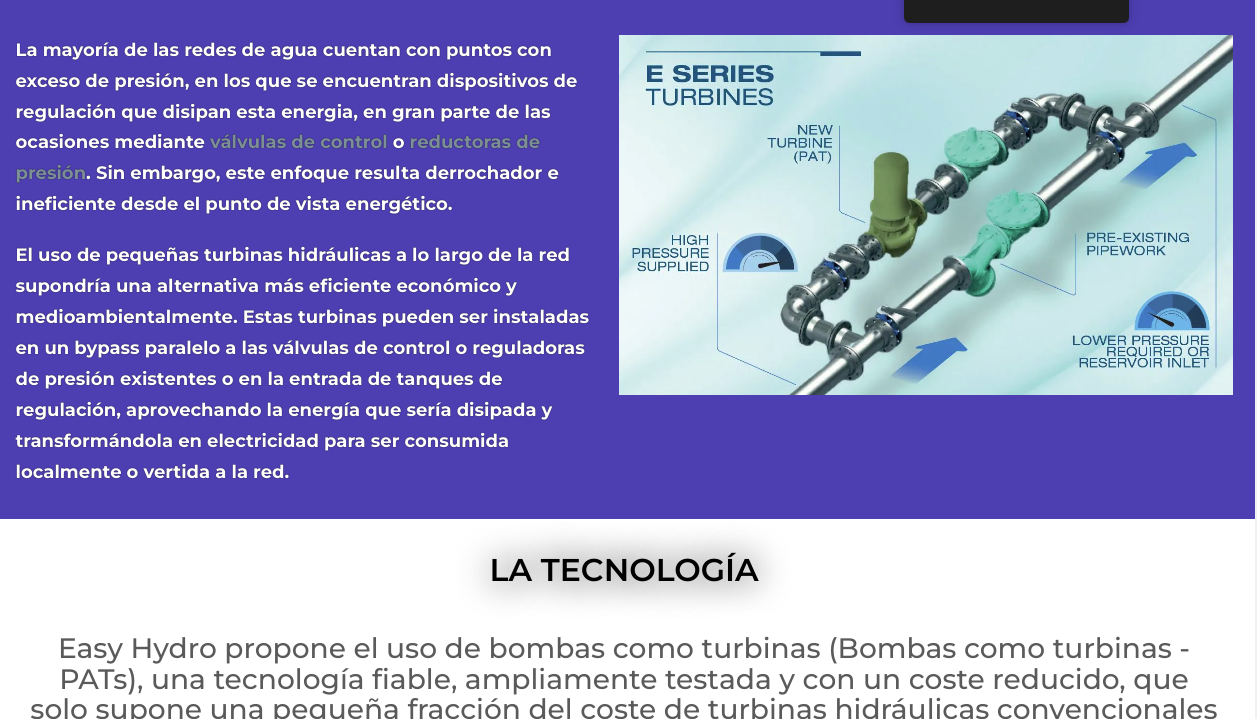 hidroturbinas en linea de caeria/tuberia